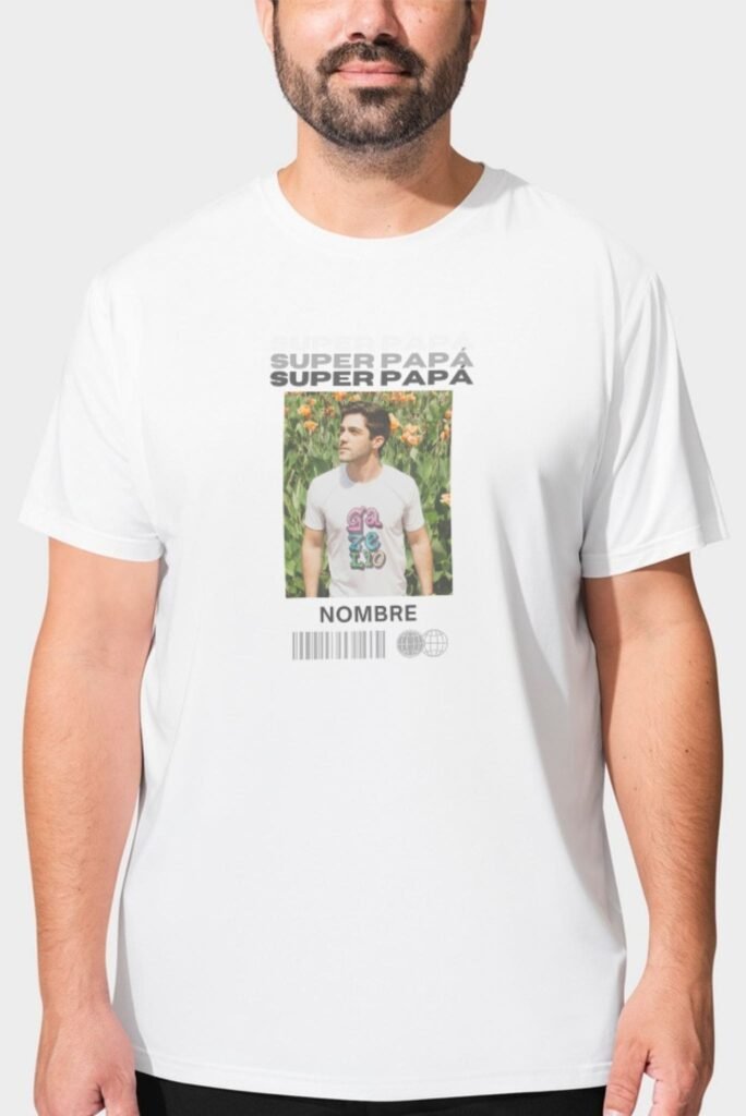 Camiseta personalizada con foto y Nombre día del padre | Super Papá